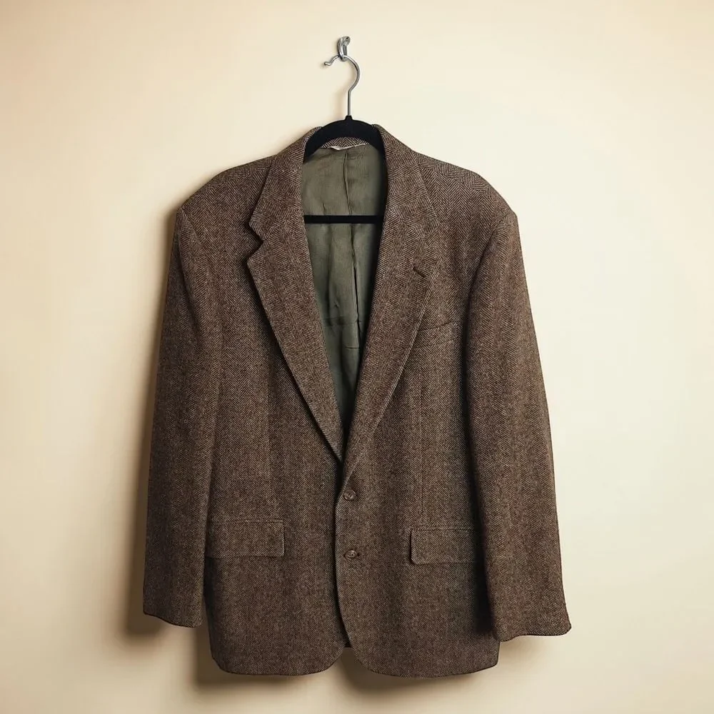 Vtg USA Cross and Winsor 100%Wool Elegant Brown Men's Blazer Jacket